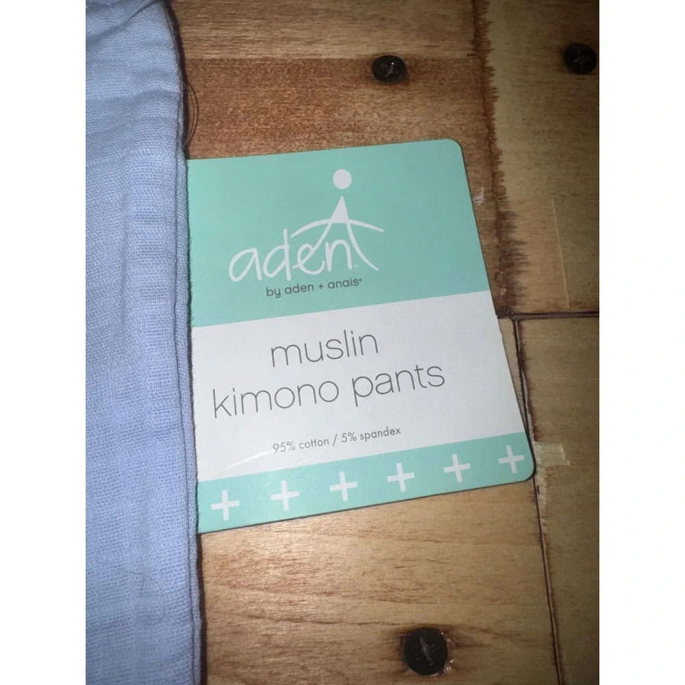 aden by adenanais Muslin Kimono Pants Baby 6-9‎ Months Light Blue Cotton Spandex